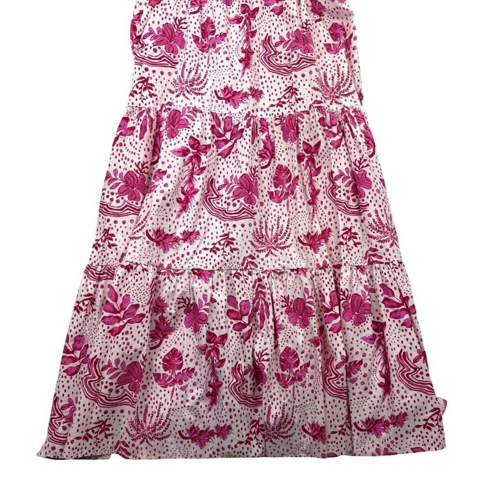 NWT Zara Women's L Strappy Floral Cut-Out Maxi Dress Pink White Resort Tropical - Picture 11 of 14